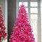 7 ft Pink Canadian Pine Christmas Tree with Hinged Branches and Metal Stand